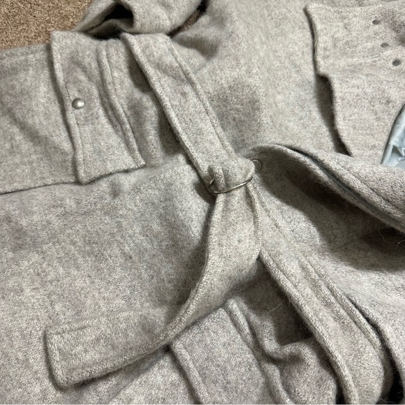 Wool Coat Alafoss of Iceland Icewool Gray Funnel Neck Mid Length Vtg Size Large - Picture 9 of 16